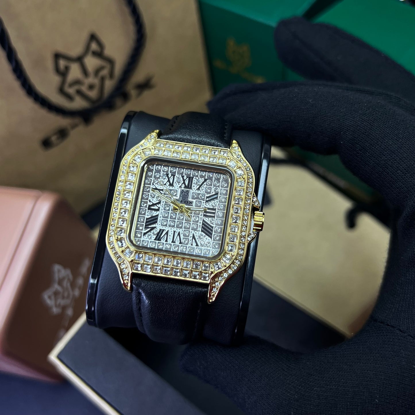 G FOX ORIGINAL x CARTIER PARA UNISEX SUMERGIBLE  REF-SANTOS CUBANO-1264-NB